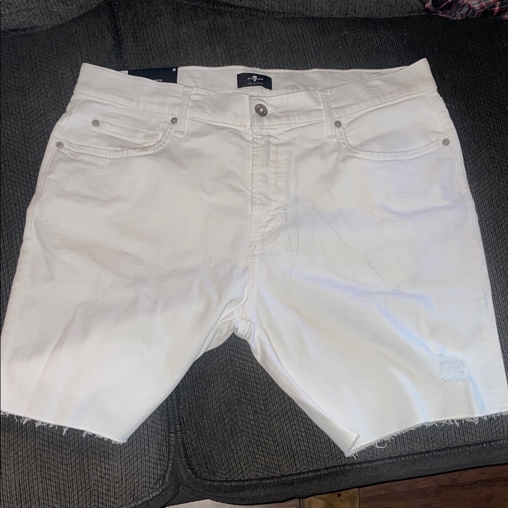 7 For All Mankind Men's Crisp White Jean Shorts